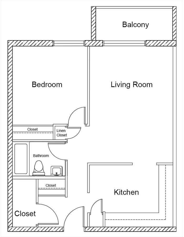 1 Bedroom, Suite B1 Floor Plan